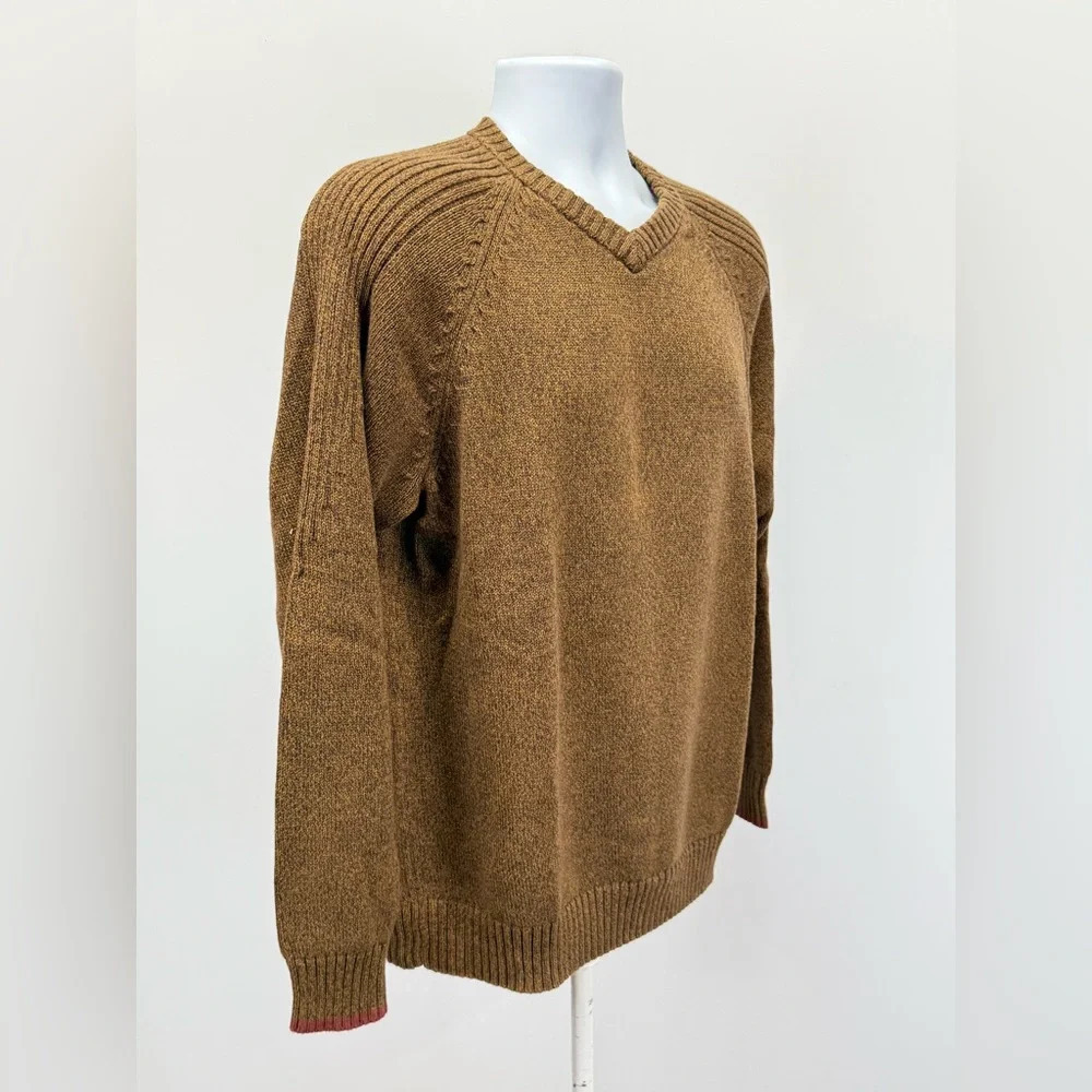 COLUMBIA Men’s brown heather V neck sweater size L - Picture 7 of 12
